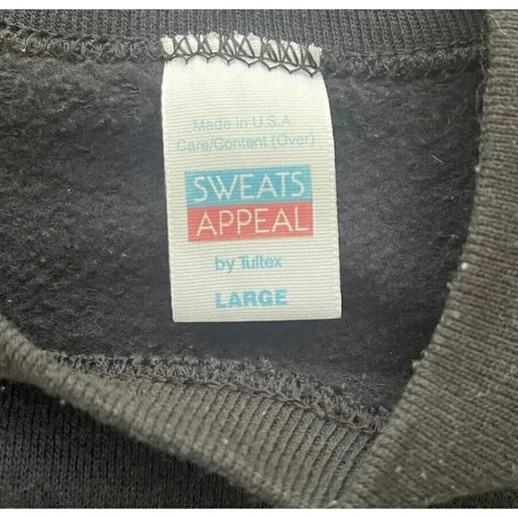 Tultex Sweats Appeals Vtg Black Pullover Rose Floral Size Large Made In USA - Picture 7 of 10